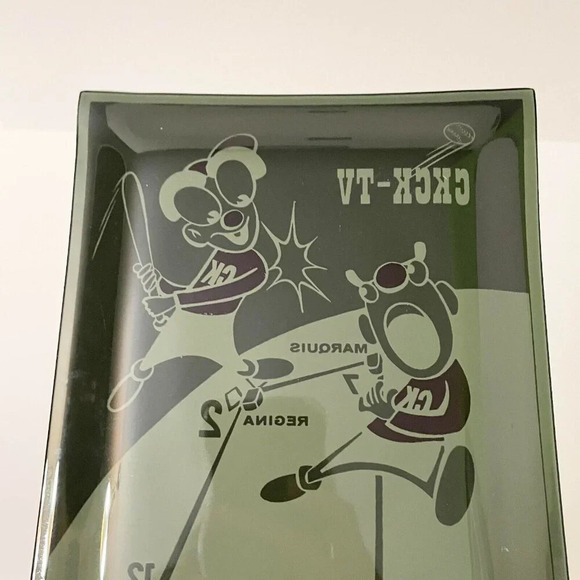 Vtg CKCK TV The Home Run Station Glass Tray Plate  Regina Advertising 9 x 7 In - Picture 6 of 16